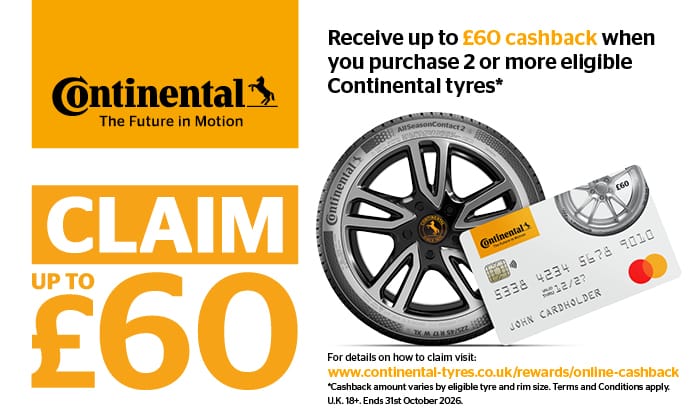 Continental Tyres - Cashback Promotion - September-October 2026