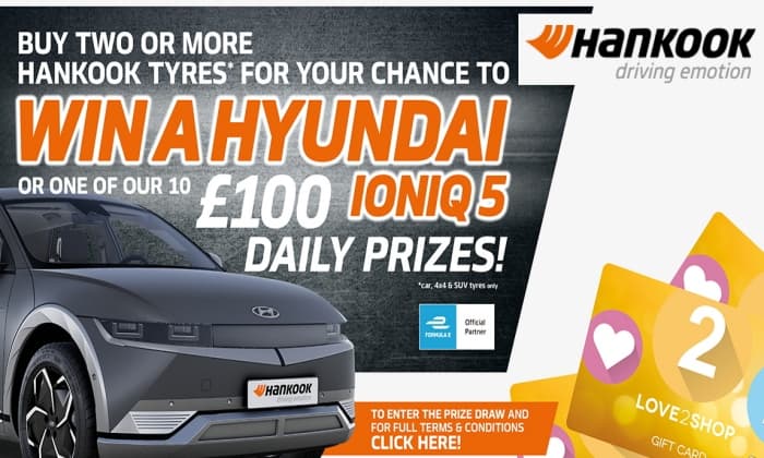 Hankook Tyres - Win A Hyundai Ioniq & Daily Love2Shop Prize Draw Promotion - Nov 2022