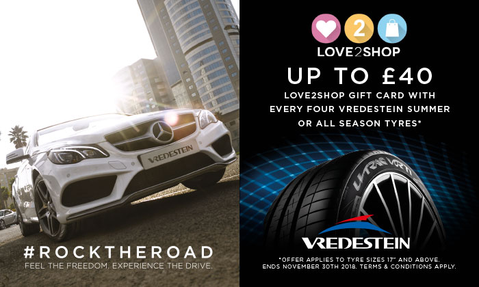 Vredestein Tyres - Love2shop Gift Card Promotion October 2018
